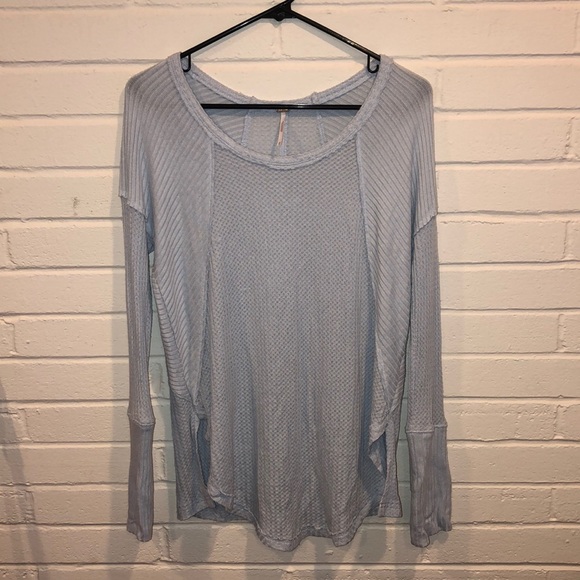 Free people - periwinkle blue thermal sweater - Picture 2 of 3